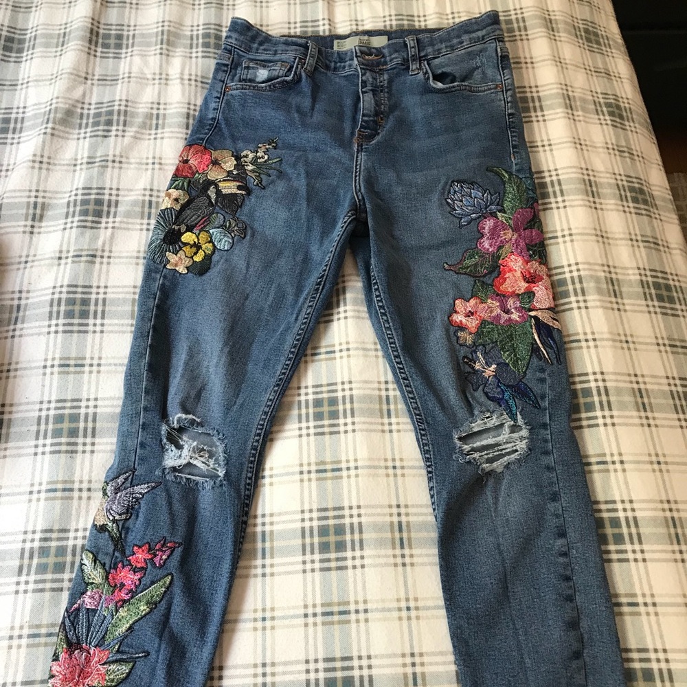 Topshop Jamie embroidered jeans